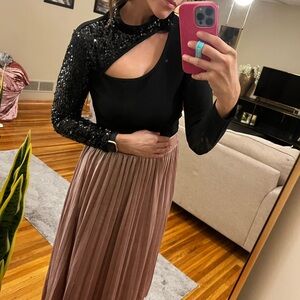 SHEIN Black Sequin Cutout Top